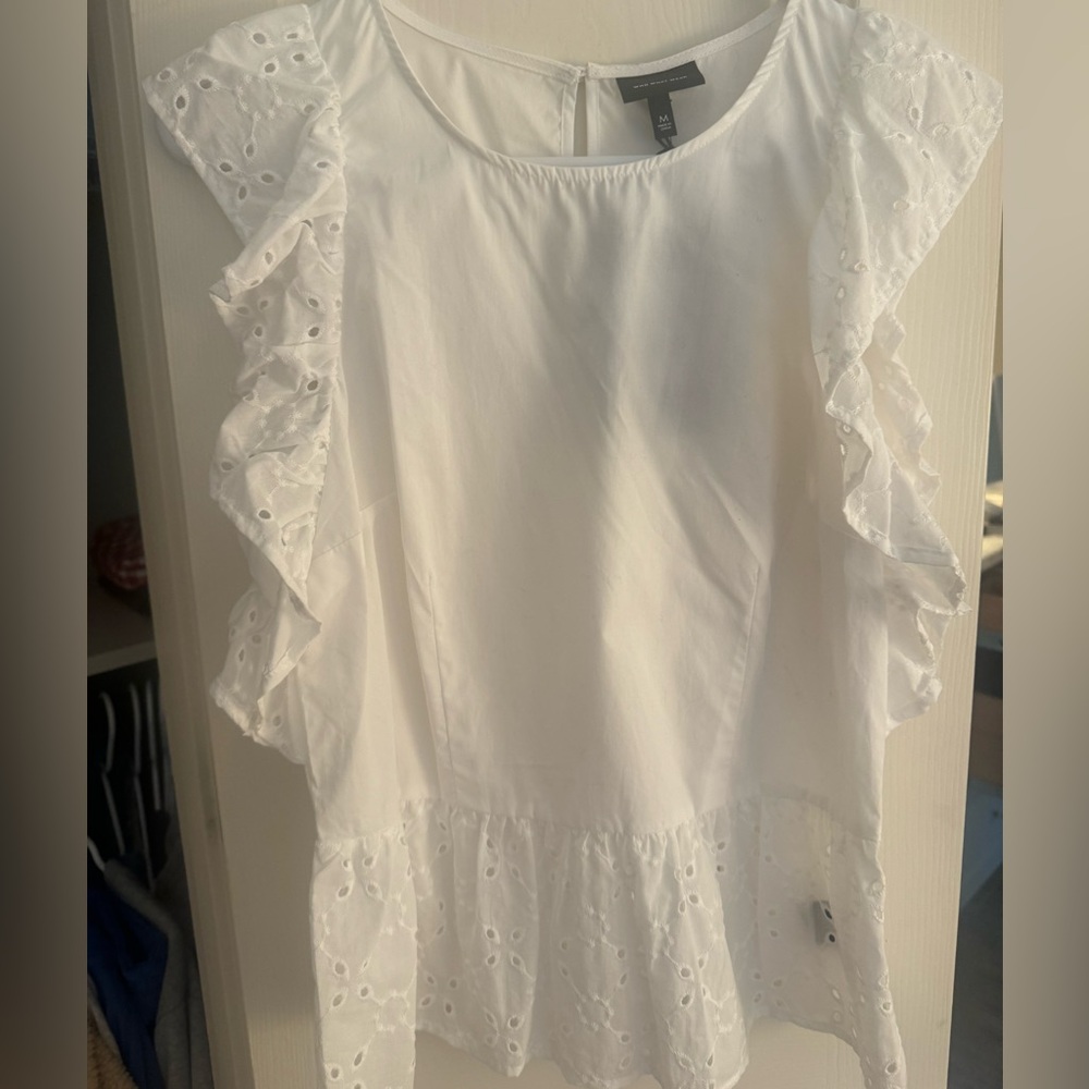 White ruffle top